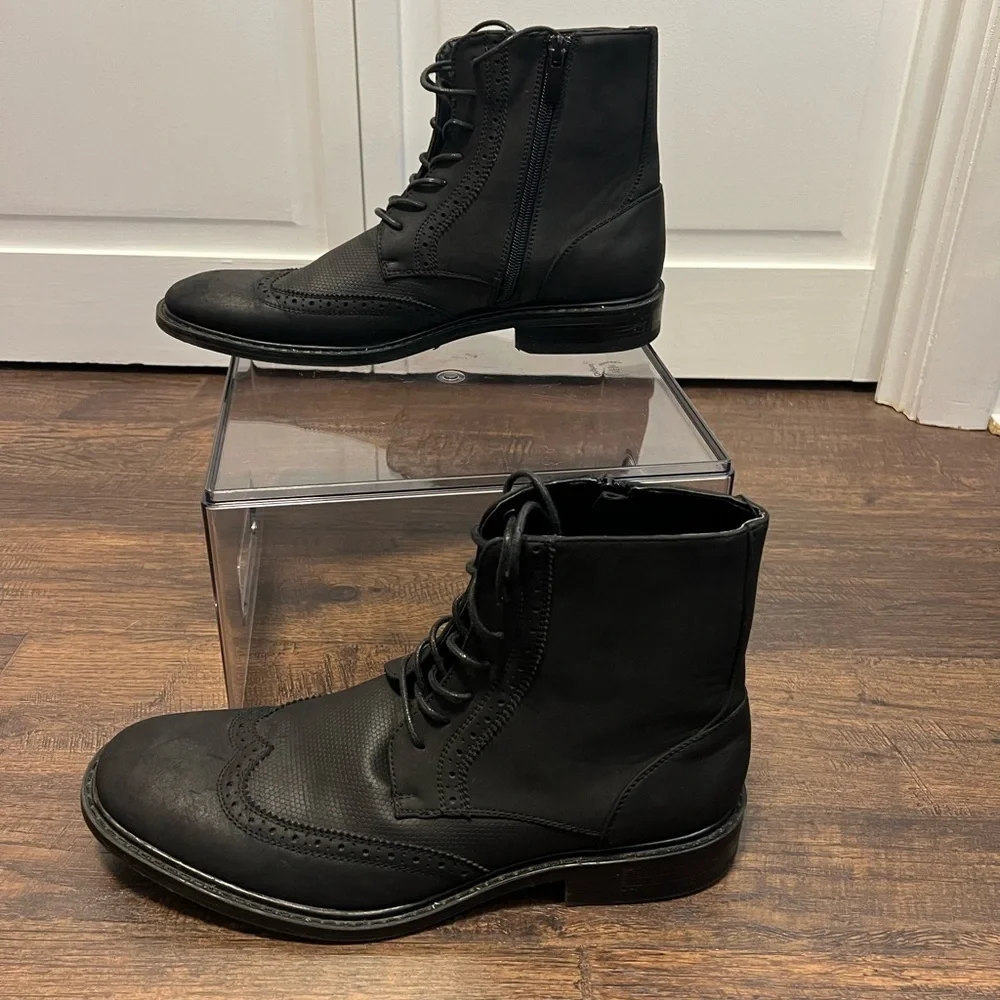 Unlisted By Kenneth Cole Buzzer Wingtip Boots Size Men’s 8 Color Black